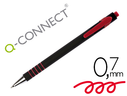 Bolígrafo Q-Connect tinta roja con grip